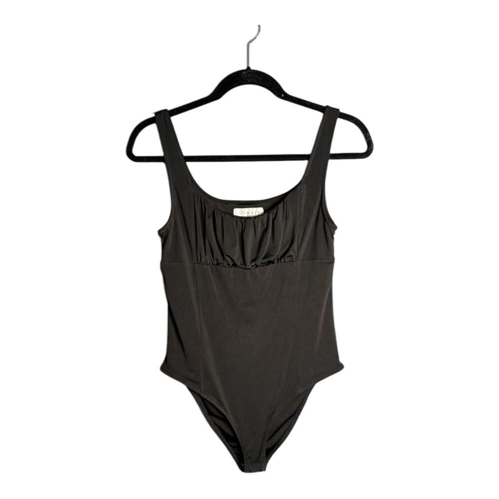Wayf Black Tank Bodysuit Drapey Neckline Medium